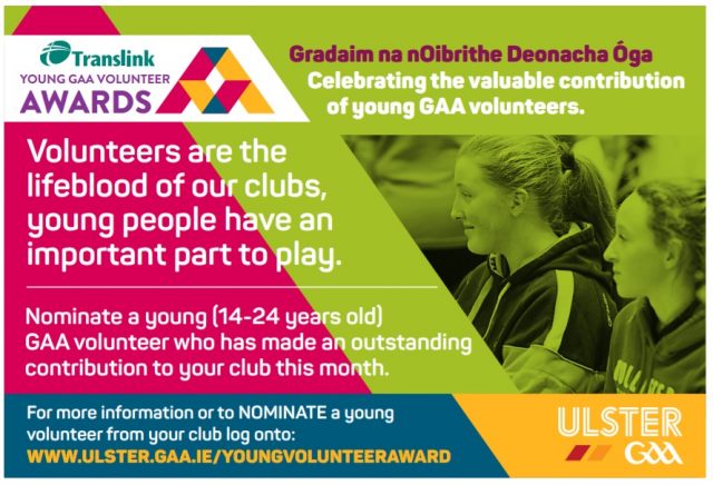 Ulster GAA & Translink launch new initiative to recognise young volunteers